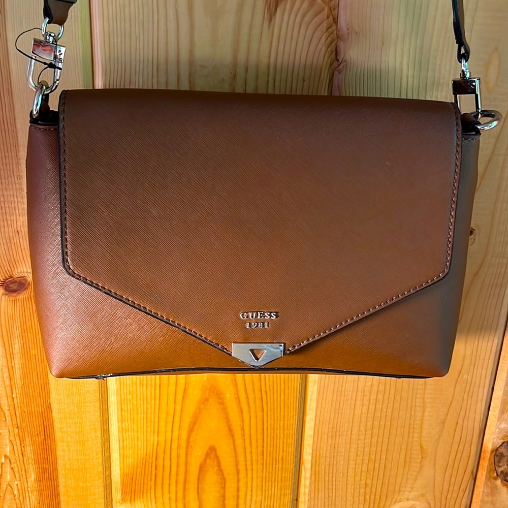 Guess Womens Lottie Faux Leather Envelope Shoulder Handbag